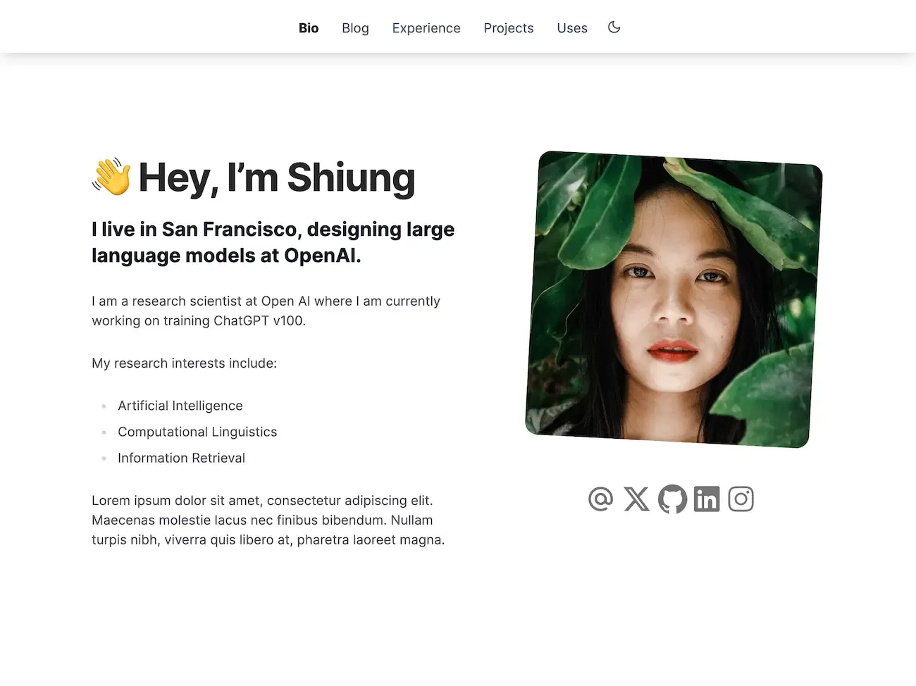 Academic CV Template