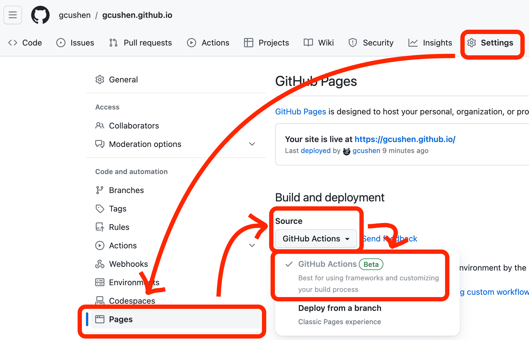 Enable GitHub Pages Source