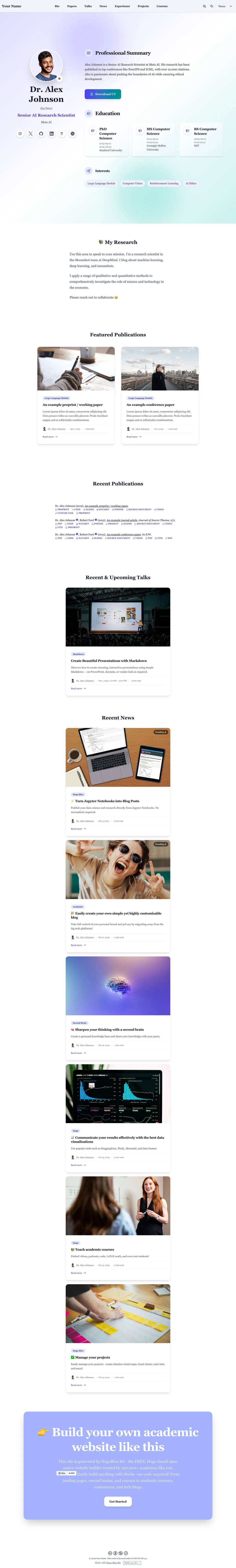 Academic CV template preview