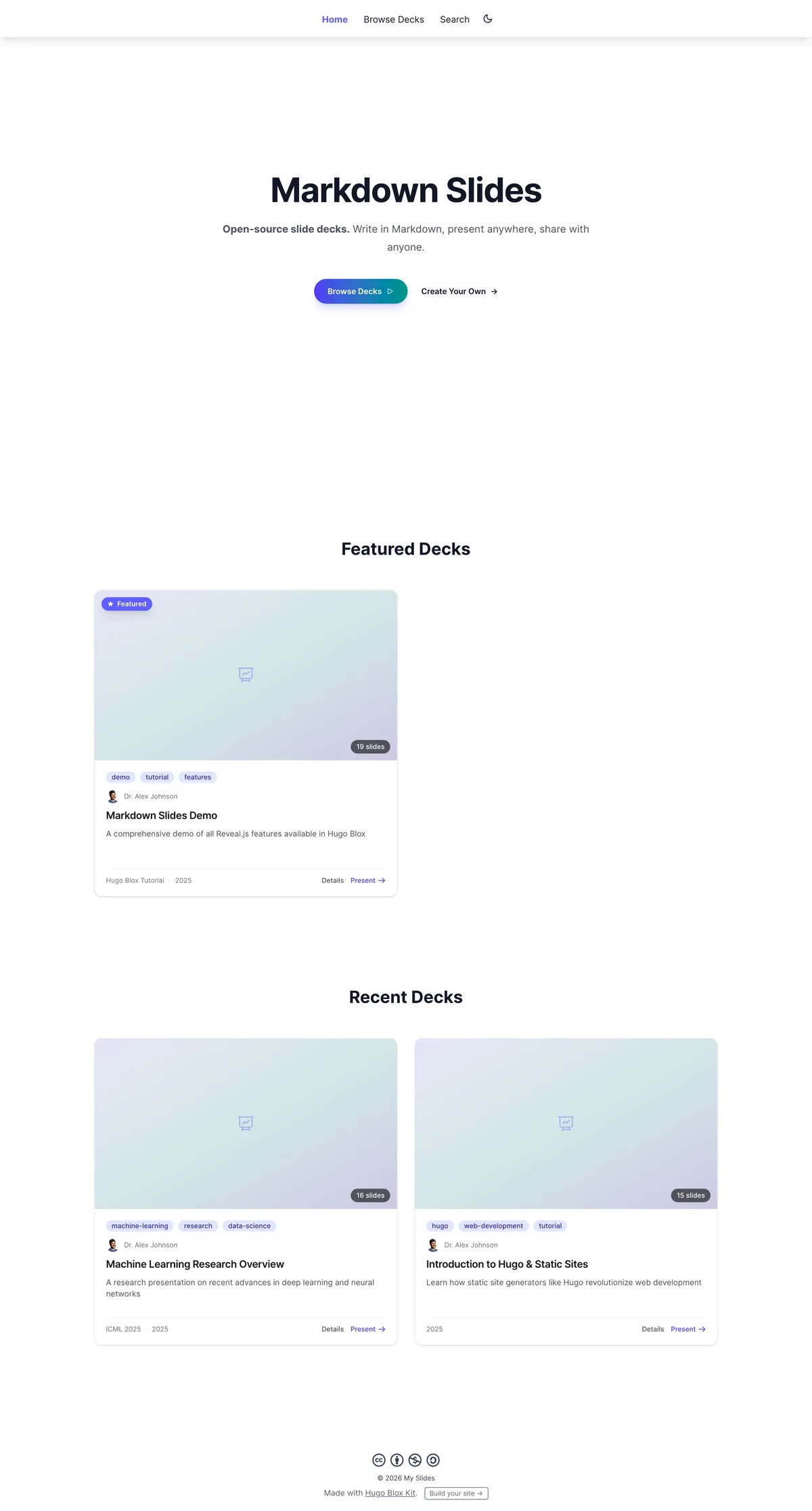 Markdown Slides template preview